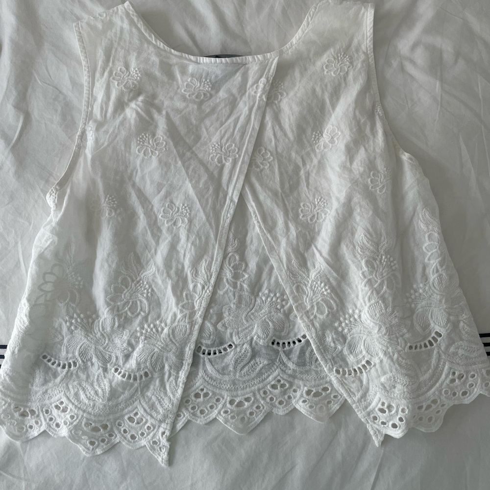 White Linen Tank Open Back - Picture 2 of 3